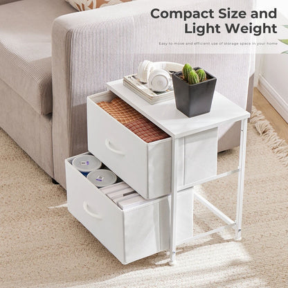 JHK 2Piece Fabric Drawer Nightstand Set  Lightweight Storage For Bedroom Dorm Or Office 2