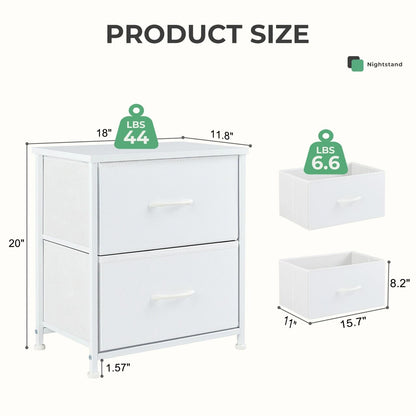 JHK 2Piece Fabric Drawer Nightstand Set  Lightweight Storage For Bedroom Dorm Or Office 1