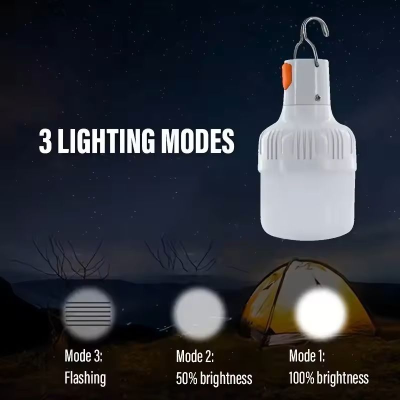 Rechargeable LED Camping Bulb With Hook  60W USB Portable Emergency Light For Outdoor Tents Fishing 1