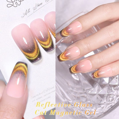 Cat Eye Magnetic Gel Polish Black Glass Shine For Winter Nail Art 23