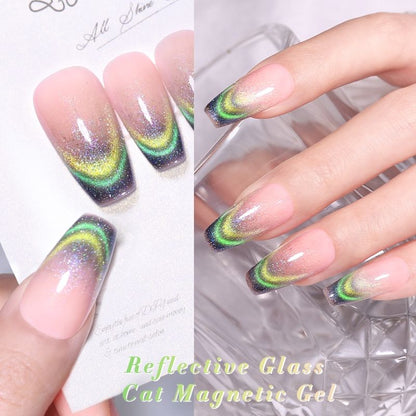 Cat Eye Magnetic Gel Polish Black Glass Shine For Winter Nail Art 22