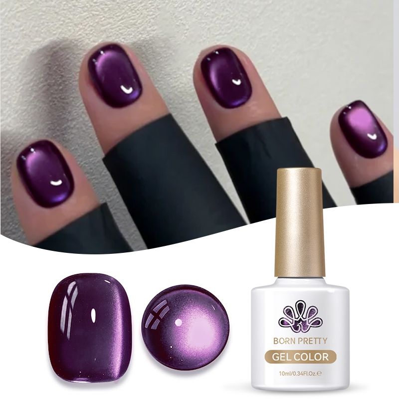 Cat Eye Magnetic Gel Polish Black Glass Shine For Winter Nail Art 8