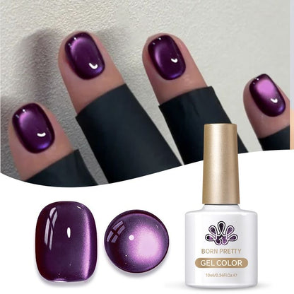 Cat Eye Magnetic Gel Polish Black Glass Shine For Winter Nail Art 8