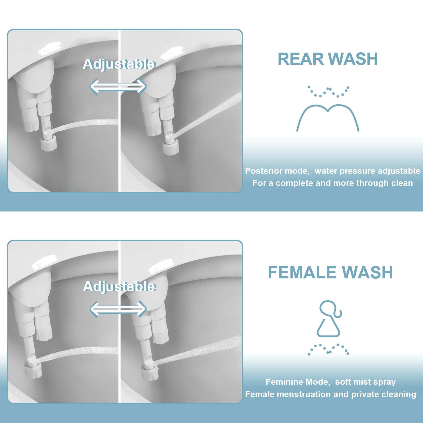 SAMODRA UltraThin Bidet Toilet Seat Attachment  3Function Hygienic Wash With Dual Nozzles 6