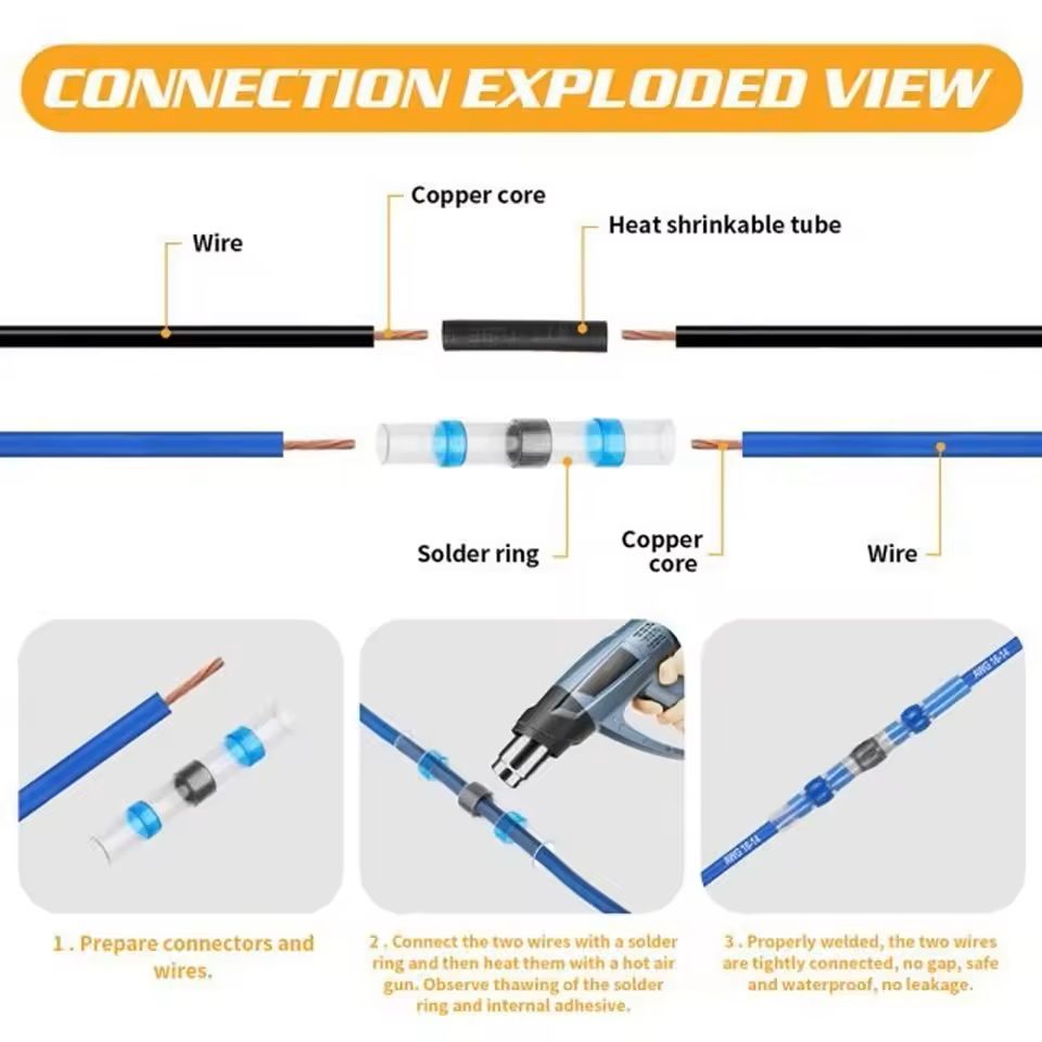 Waterproof Heat Shrink Wire Connectors  Solder Seal Electrical Terminals 100200 Pcs 3