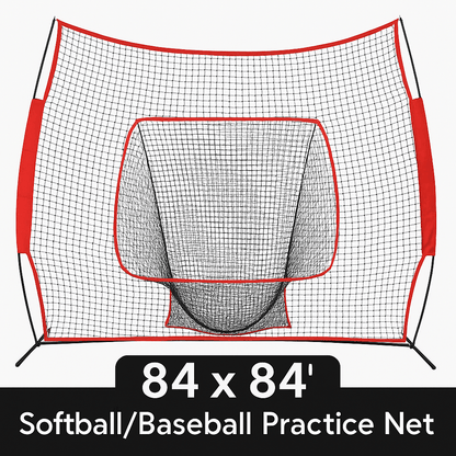 84 X 84 In Softball  Baseball Practice Net Portable Hitting  Pitching Trainer With Bow Frame And Ca 2