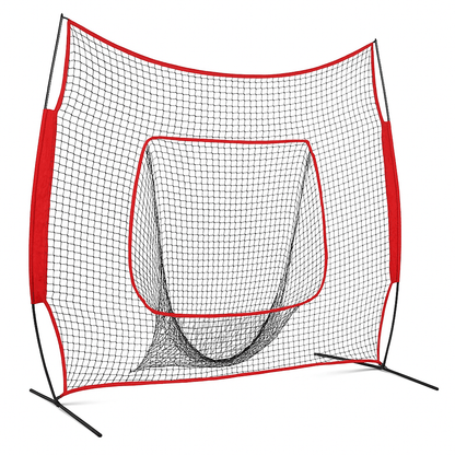 84 X 84 In Softball  Baseball Practice Net Portable Hitting  Pitching Trainer With Bow Frame And Ca 3