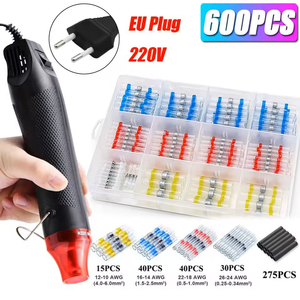 Waterproof Heat Shrink Wire Connector Kit  Solder Seal Crimp Terminals With Optional Heat Gun 50120 11