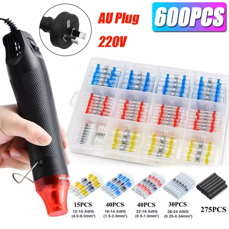 Waterproof Heat Shrink Wire Connector Kit  Solder Seal Crimp Terminals With Optional Heat Gun 50120 12
