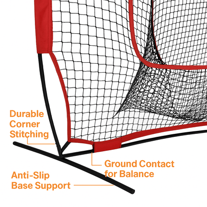 84 X 84 In Softball  Baseball Practice Net Portable Hitting  Pitching Trainer With Bow Frame And Ca 4