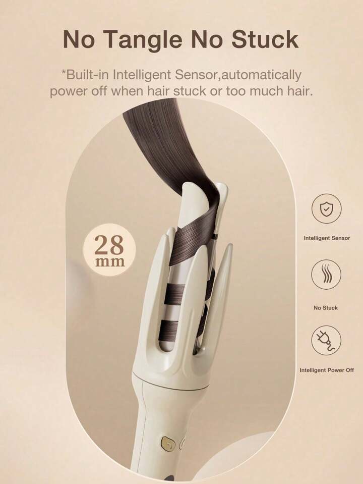 CurlEase 28mm Automatic Hair Curler Negative Ions Rotating Ceramic Wand 5
