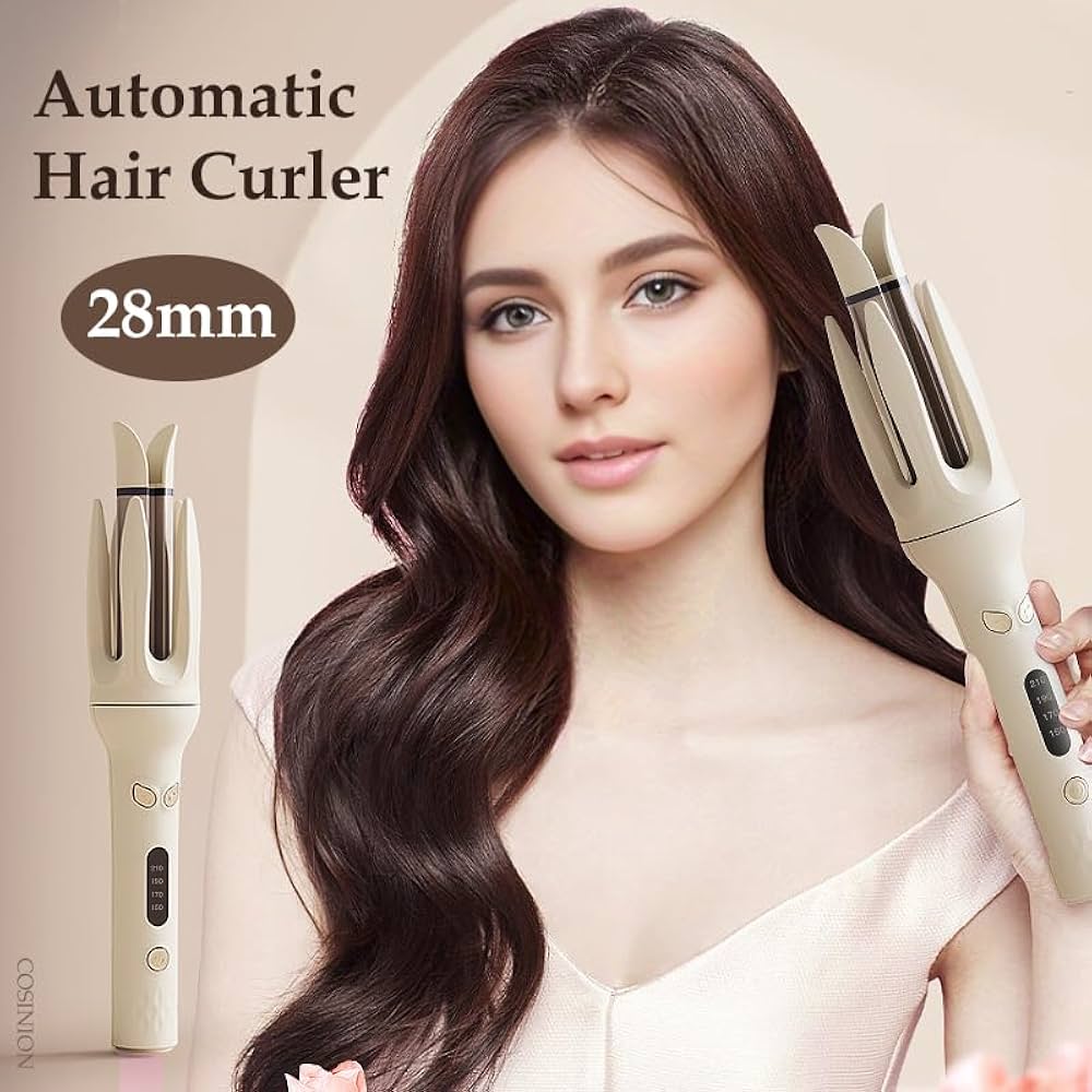 CurlEase 28mm Automatic Hair Curler Negative Ions Rotating Ceramic Wand 2
