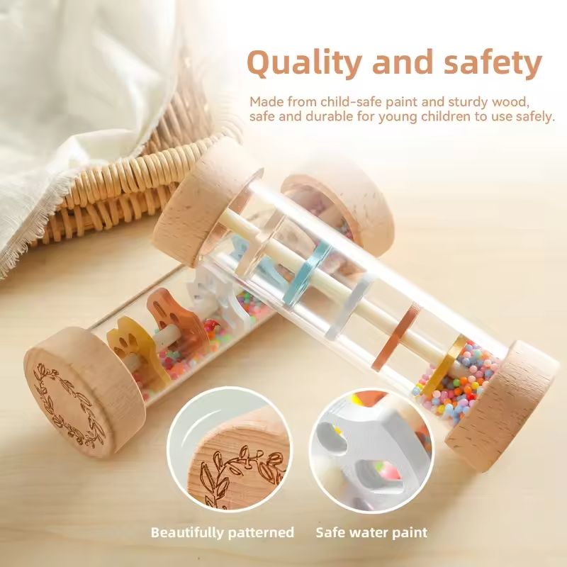 SoothingSounds Montessori Rain Stick  Sensory Rattle Toy For Babies And Toddlers 4