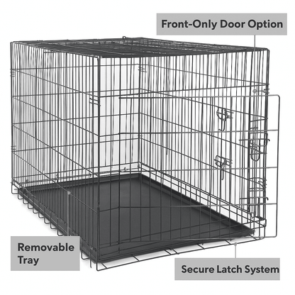 42Inch Folding Metal Dog Crate With Double Doors And LeakProof Tray 6