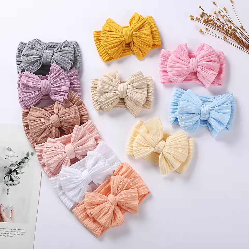 SnuggleSoft Baby Bow Headband  Stretchy Nylon Hair Accessory For Newborns And Toddlers 2