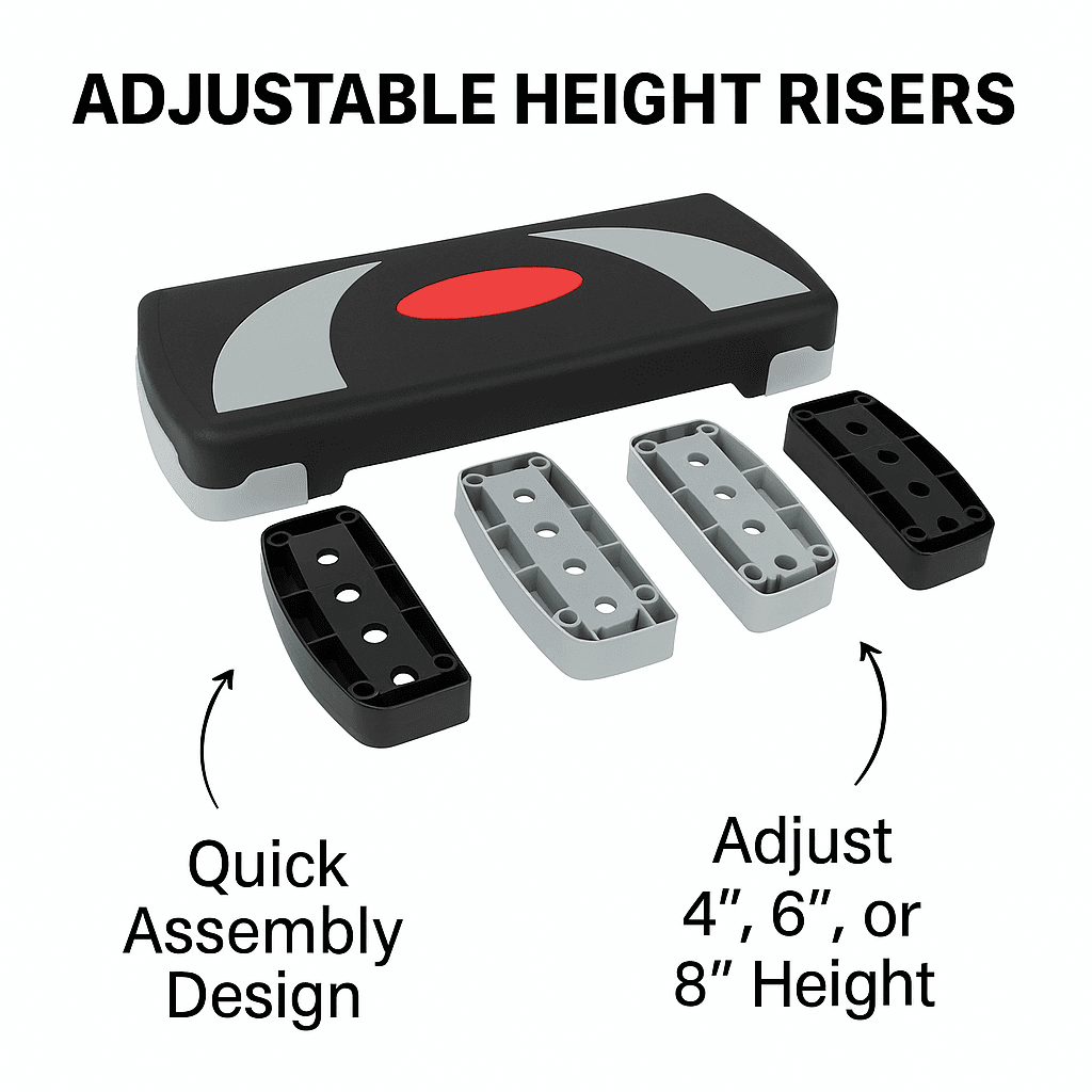 31 In Adjustable Aerobic Step Platform With 4 6 And 8 Risers NonSlip Fitness Stepper For Home Worko 4