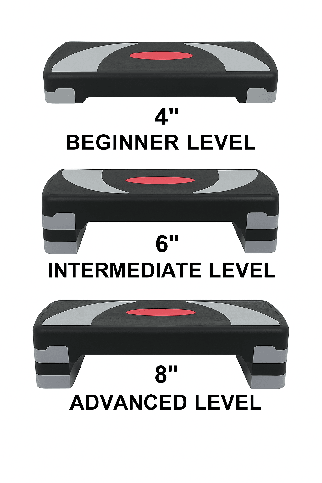 31 In Adjustable Aerobic Step Platform With 4 6 And 8 Risers NonSlip Fitness Stepper For Home Worko 5