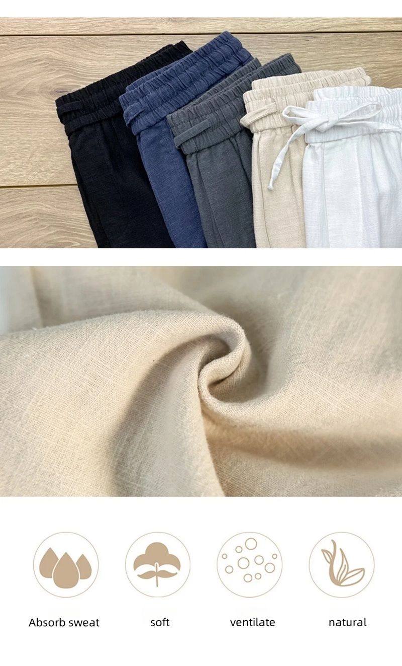 BreezeFlex Mens Linen Pants  Lightweight Cotton Hemp Trousers For Summer Comfort 8