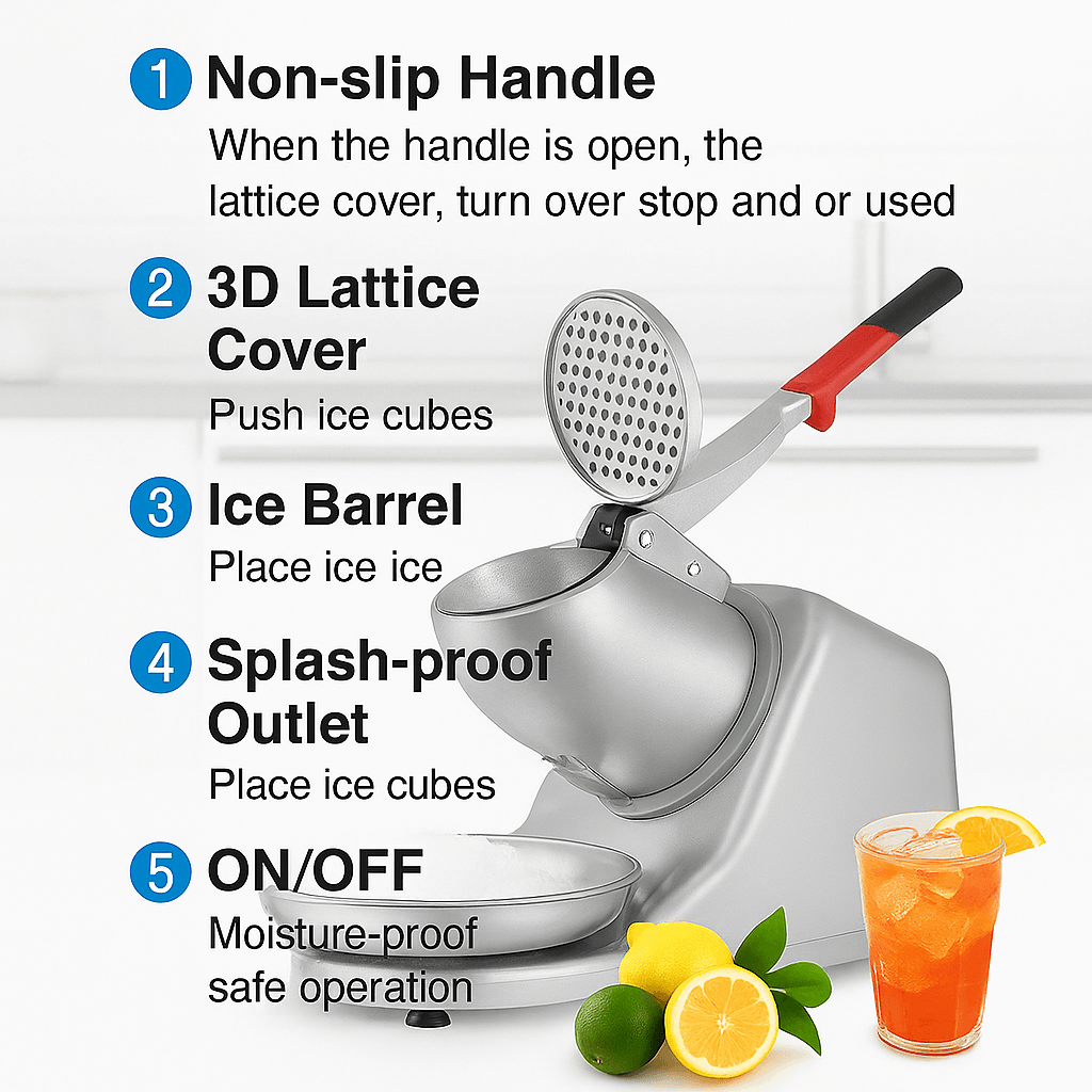 Electric Ice Shaver Machine 143 Lbshr Snow Cone Maker  Ice Crusher 5