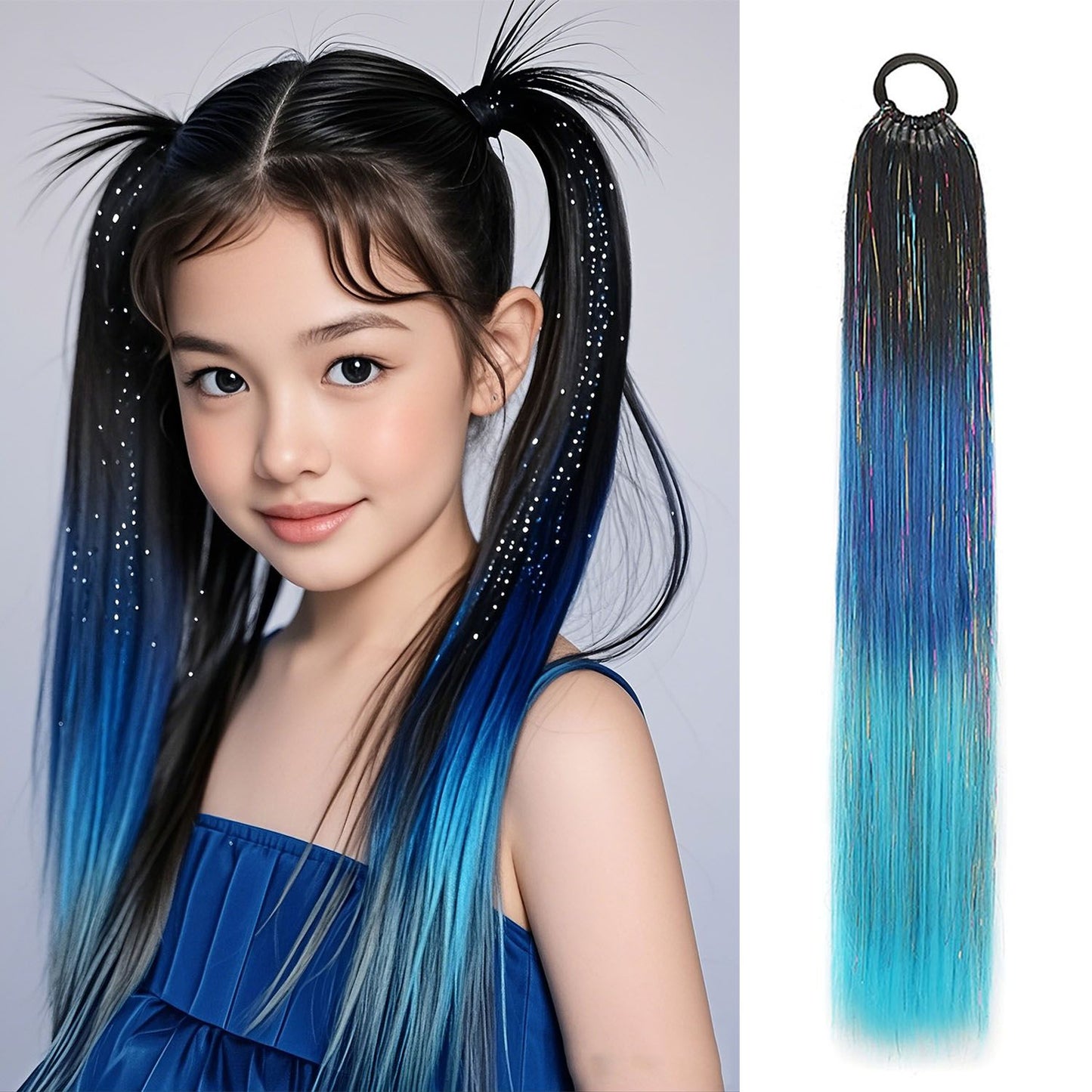 SparklePop Tinsel Ponytail Extension  Colorful Braiding Hair Tie For Girls 5