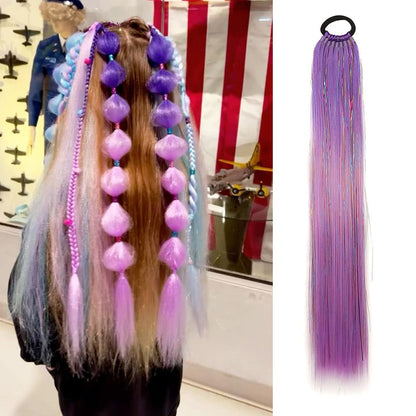 SparklePop Tinsel Ponytail Extension  Colorful Braiding Hair Tie For Girls 8