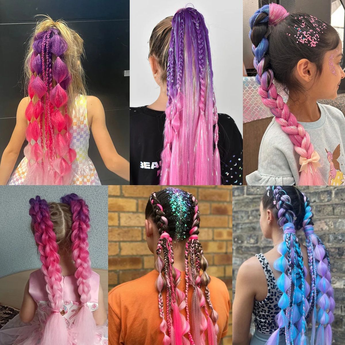 SparklePop Tinsel Ponytail Extension  Colorful Braiding Hair Tie For Girls 3