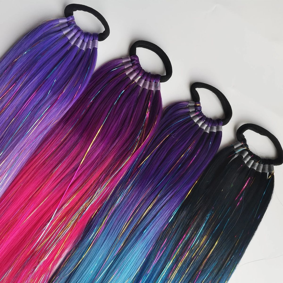 SparklePop Tinsel Ponytail Extension  Colorful Braiding Hair Tie For Girls 1