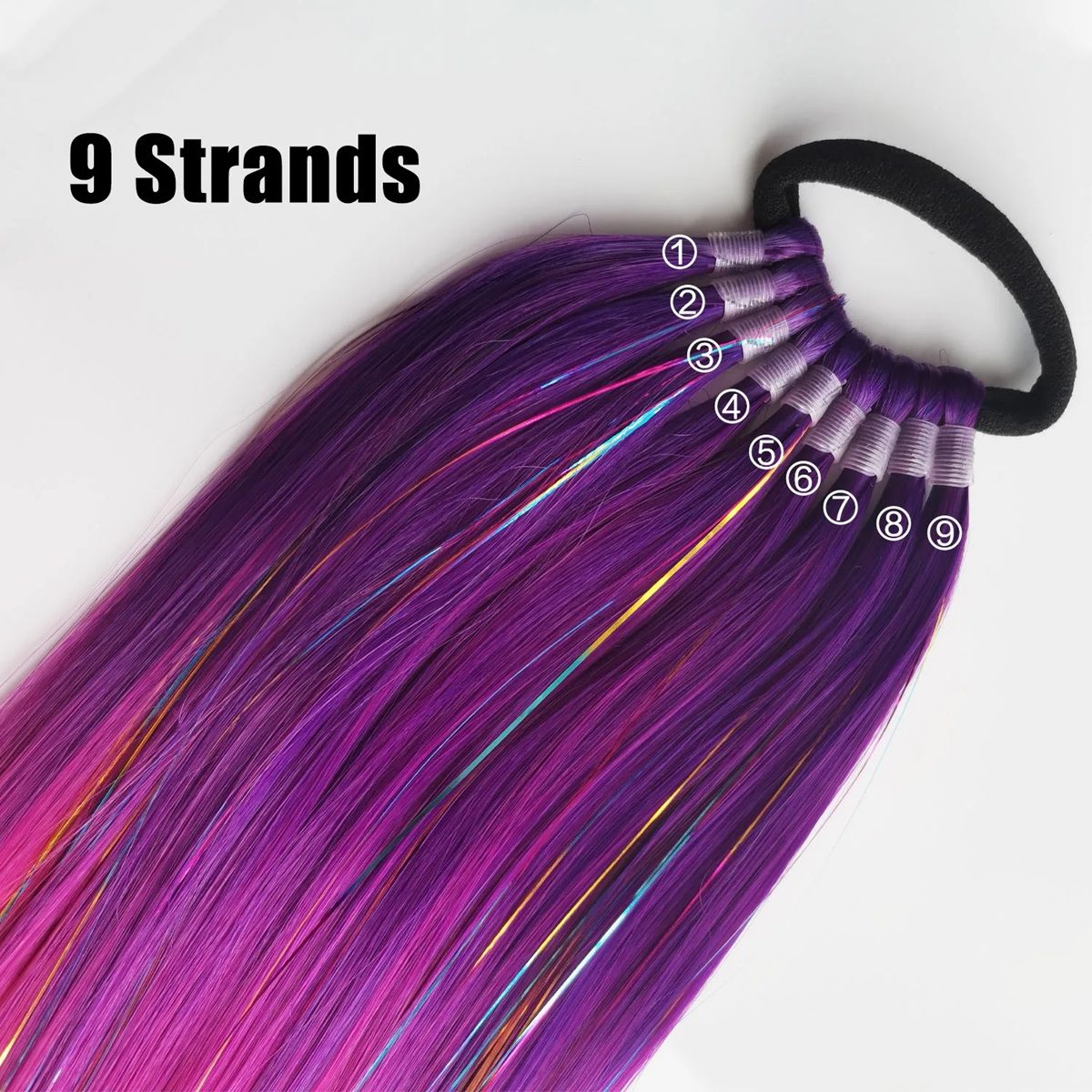 SparklePop Tinsel Ponytail Extension  Colorful Braiding Hair Tie For Girls 2