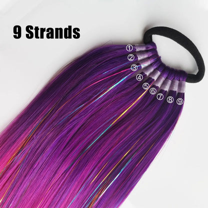 SparklePop Tinsel Ponytail Extension  Colorful Braiding Hair Tie For Girls 2