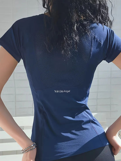 FlexGlow Womens Quick Dry Workout Tee  Breathable Backless Yoga And Running Top 1