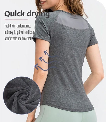 ZenFlow Womens Quick Dry Yoga Tee  Breathable Short Sleeve Workout Shirt 2