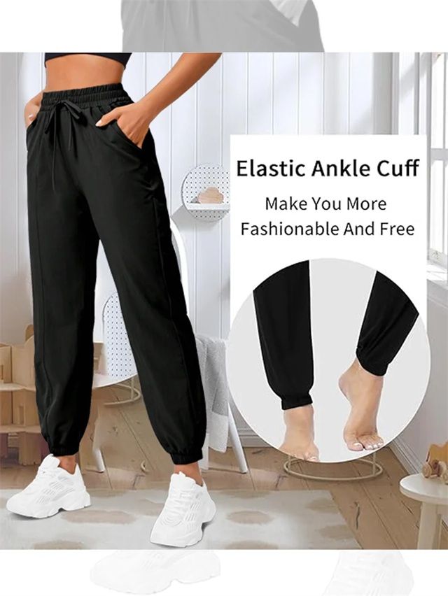 AirFlow Womens Casual Jogger Pants  Lightweight Yoga And Running Pants With Side Pockets 2