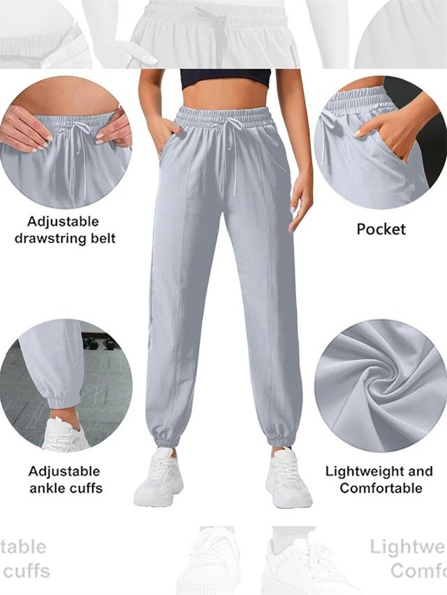 AirFlow Womens Casual Jogger Pants  Lightweight Yoga And Running Pants With Side Pockets 4