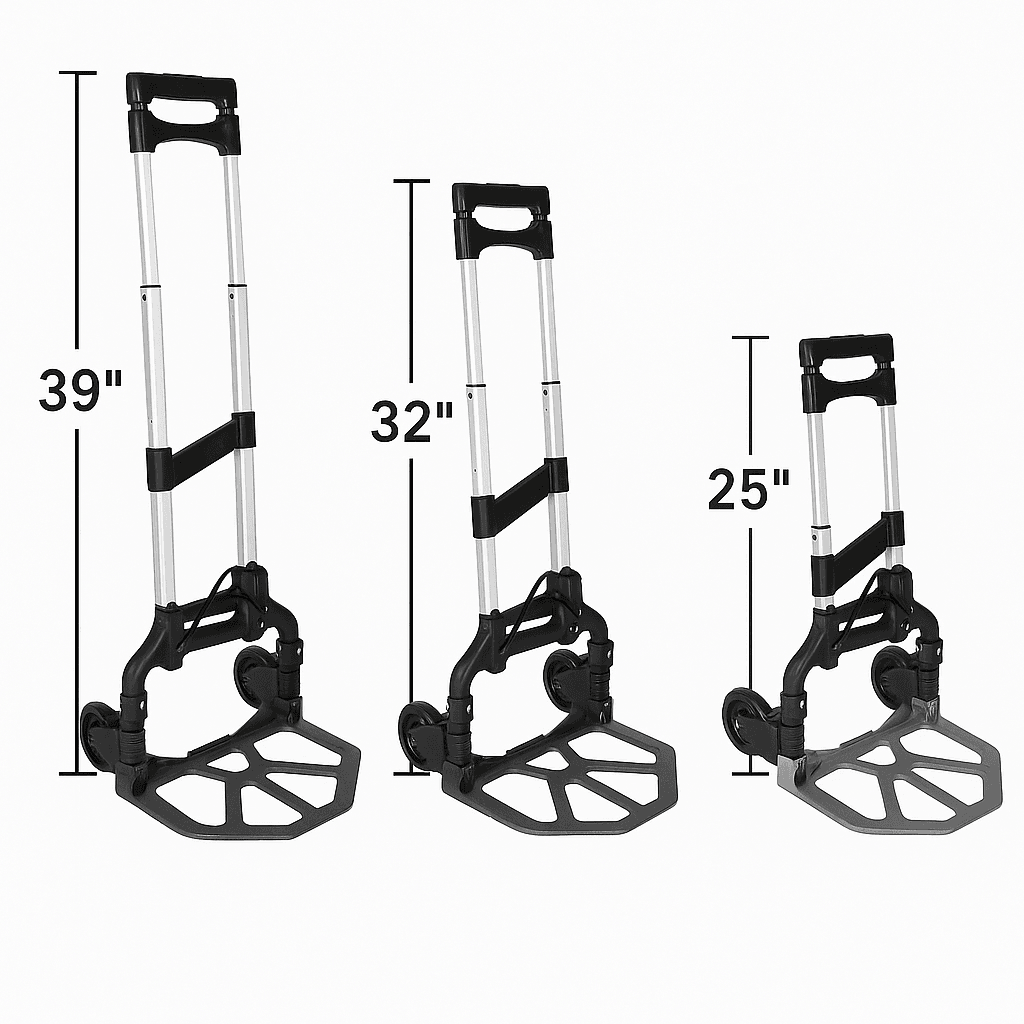 Folding Aluminum Hand Truck 176 lb Capacity Luggage Trolley with Bungee Cord