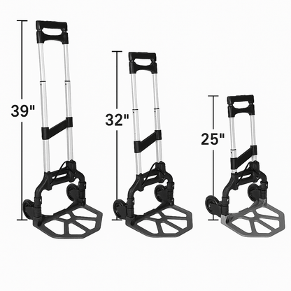 Folding Aluminum Hand Truck 176 lb Capacity Luggage Trolley with Bungee Cord