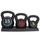 3Piece Kettlebell Set Fitness Strength Training Exercise With Base