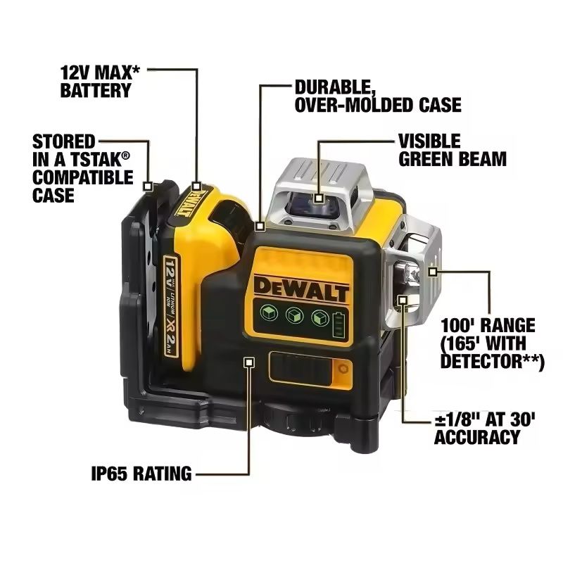 360 Degree Green Laser Level Tool With Digital Display And Mounting Kit 6