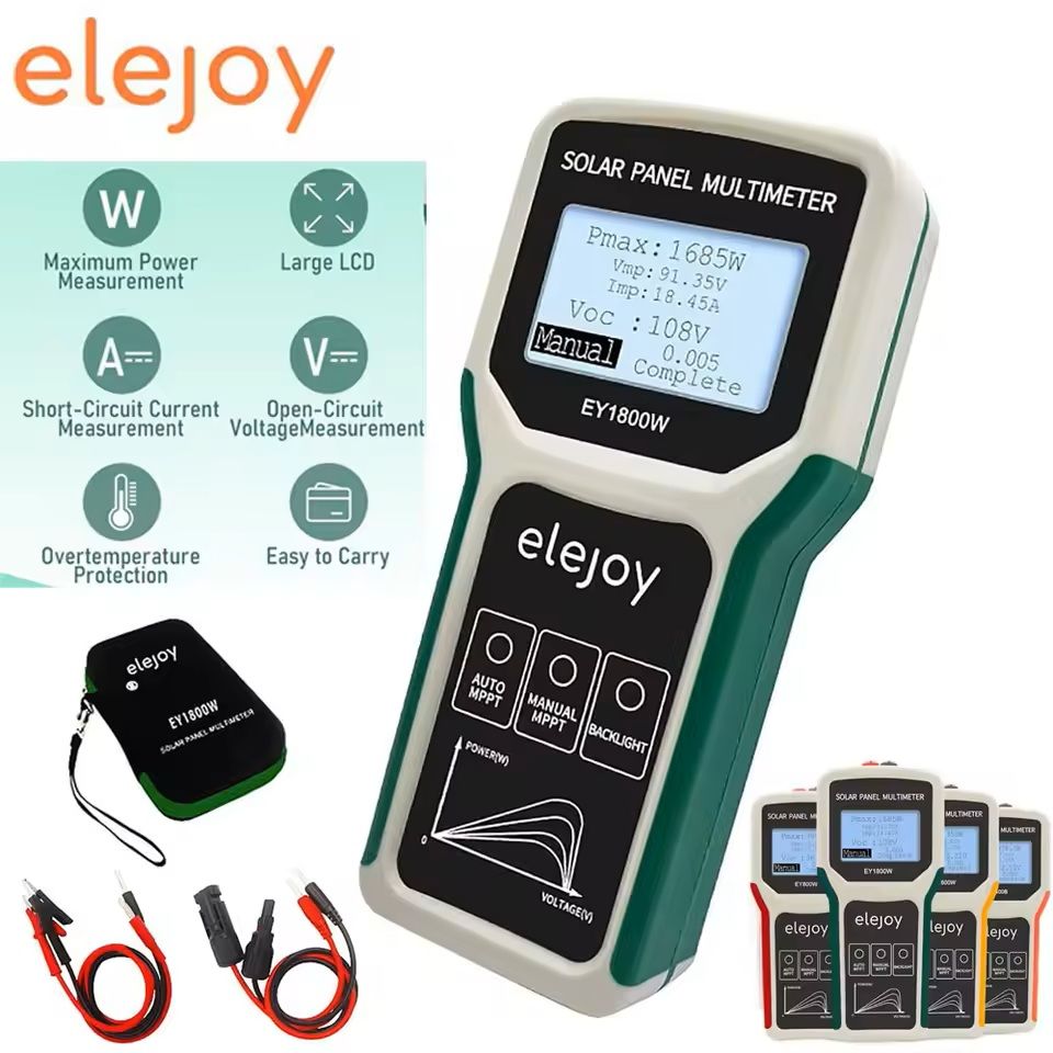 Solar Panel MPPT Tester with Digital Multimeter for Photovoltaic System Diagnostics