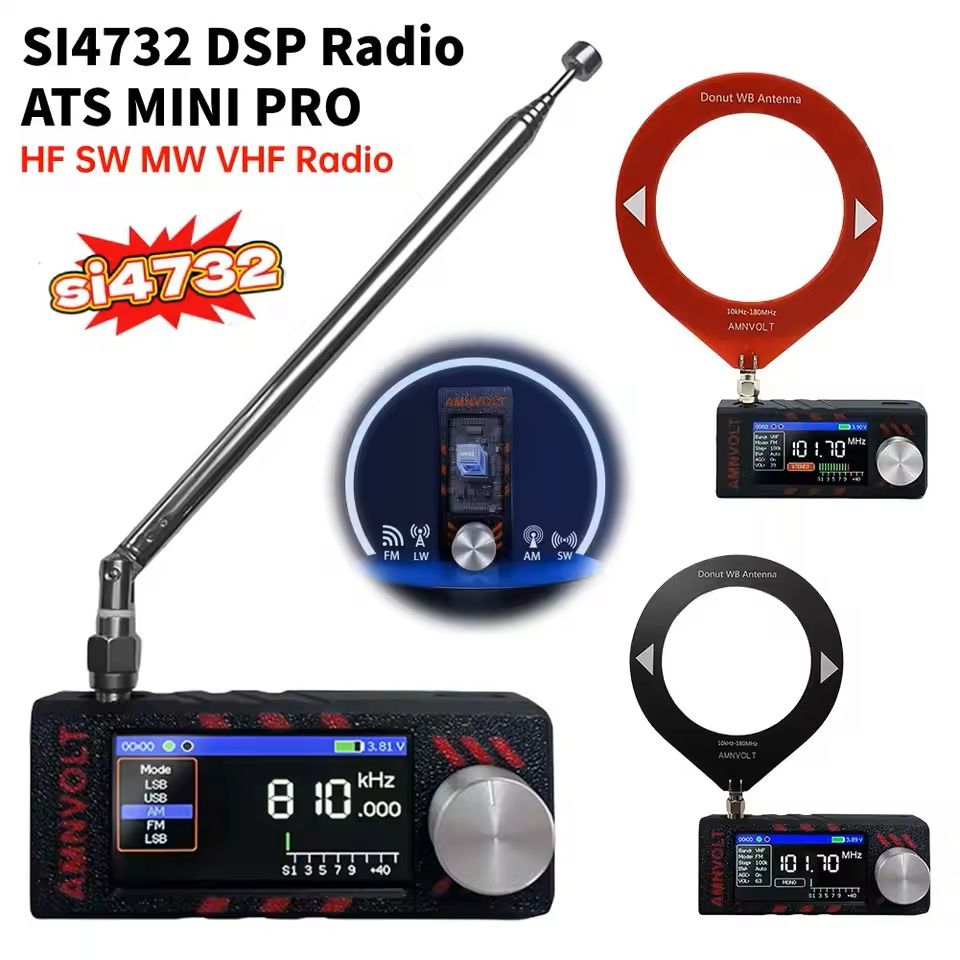 Mini All Band Radio Receiver with IPS Screen and Antenna for HF SW MW VHF