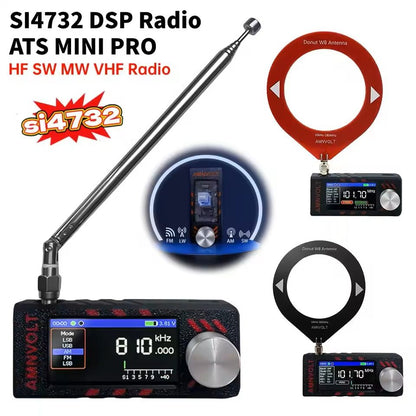 Mini All Band Radio Receiver with IPS Screen and Antenna for HF SW MW VHF