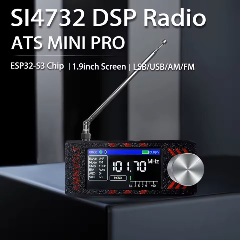 Mini All Band Radio Receiver With IPS Screen And Antenna For HF SW MW VHF 6