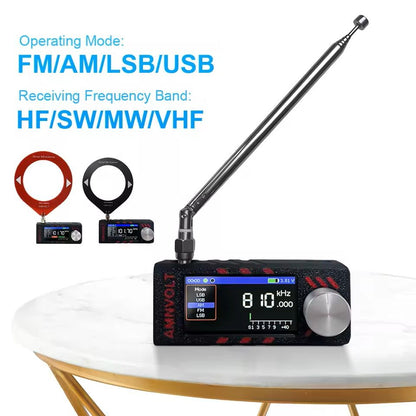 Mini All Band Radio Receiver With IPS Screen And Antenna For HF SW MW VHF 8