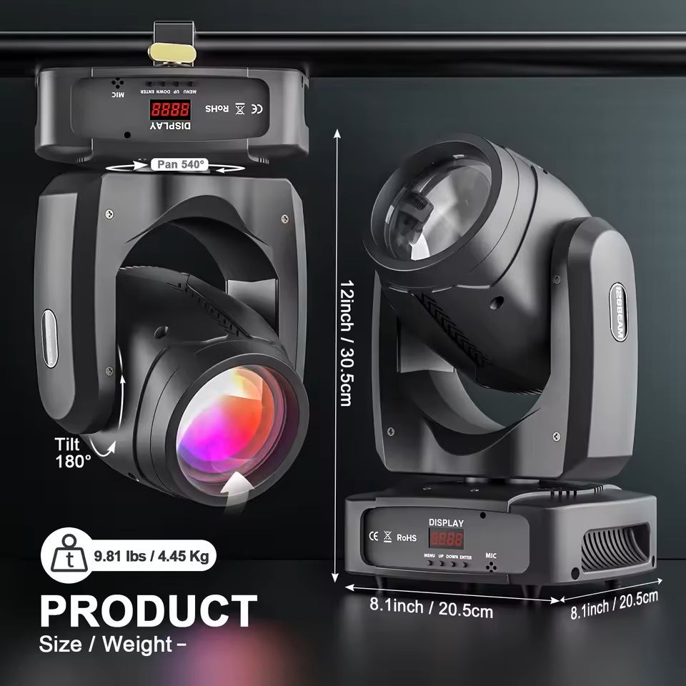 RGBW LED Moving Head Stage Light with DMX512 and Voice Activation