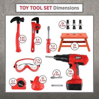 Kids Power Construction Toy Children Tool Set With Electric Toy Drill Build  Pretend Play Toolkit F 4