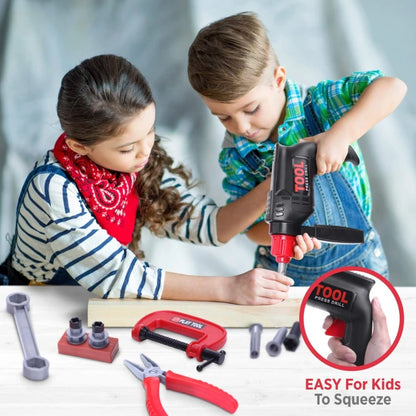 Kids Power Construction Toy Children Tool Set With Electric Toy Drill Build  Pretend Play Toolkit F 1