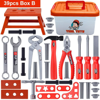 Kids Power Construction Toy Children Tool Set With Electric Toy Drill Build  Pretend Play Toolkit F 7