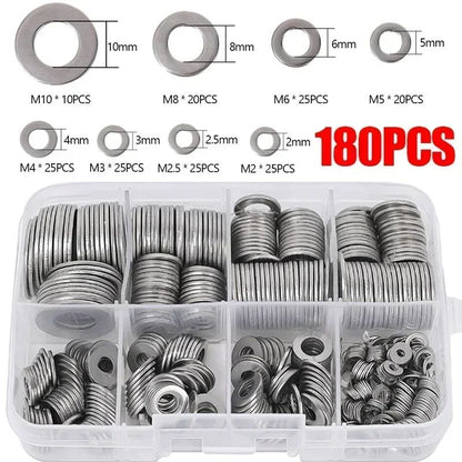 Stainless Steel Washers Metal O Ring Fasteners Gasket Set Assortment Kit – Flat Washer and Grommet Selection