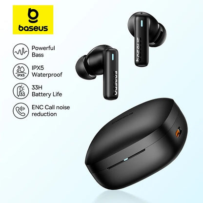 Baseus Bluetooth Earbuds, Powerful Big Bass, Waterproof, Intelligent ENC