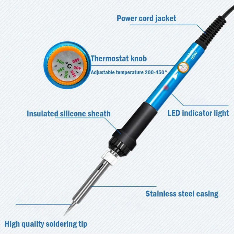 Adjustable Temperature 60W Electric Soldering Iron 110V220V Precision Welding  Repair Tool 2
