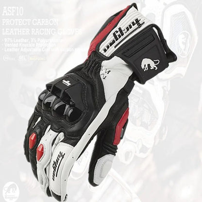 Motorcycle Gloves Windproof Leather Motocross Mittens with Security Protection Touch Screen for Men